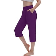 Jgppe Capris Pants for Girls Summer Spring Elastic Waist Straight Leg Lounge Pants with Pockets 4-14 Years